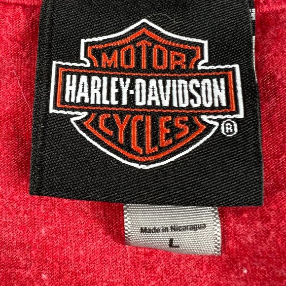 2015 Harley Davidson Fort Bragg Shirt Fits Medium Red Pin Up Biker Tee Tag L - Picture 5 of 14